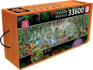 33$600 Piece Wild Life Puzzle with Wheeled Wooden Carry Case direct contemplate Educa 