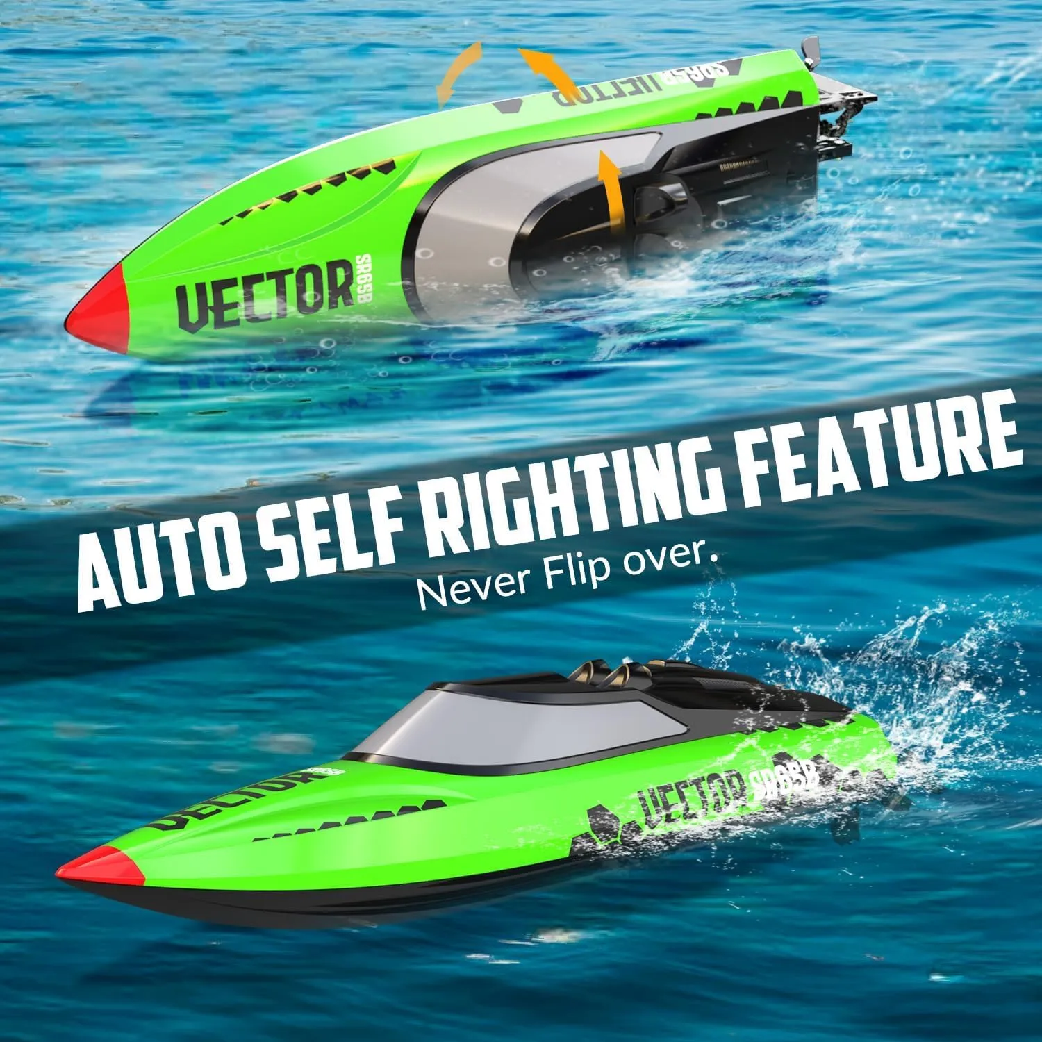 37MPH 25.6" High Speed Racing RC Boat with Self-righting&Reverse Feature$ RTR Version for Adults VOLANTEXRC Brushless Remote Control Boat VectorSR65B$ puritan stylize 2.4Ghz 