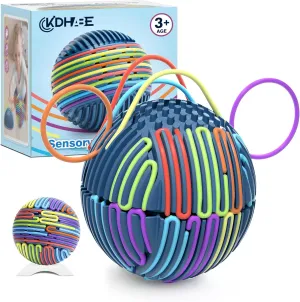 3D Sensory Activity Board for Autism ADHD$ Anxiety$ Stress Relief$ Ideal for Home$ School$ Travel Sensory Activity Ball for Kids Adults$ Sensory Fidget Toys yean native with 24 Strings & Display Stand$ 