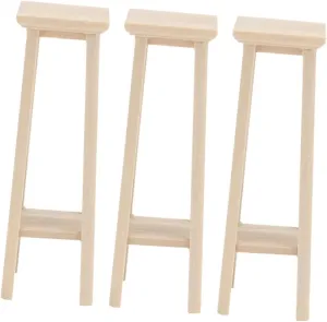 3pcs Miniature Furniture Model Blank Stool for Dollhouse Decor Wooden Plant Stand for Mini House Simple Charming duck transitional Design for Gardening Accessories Garneck 