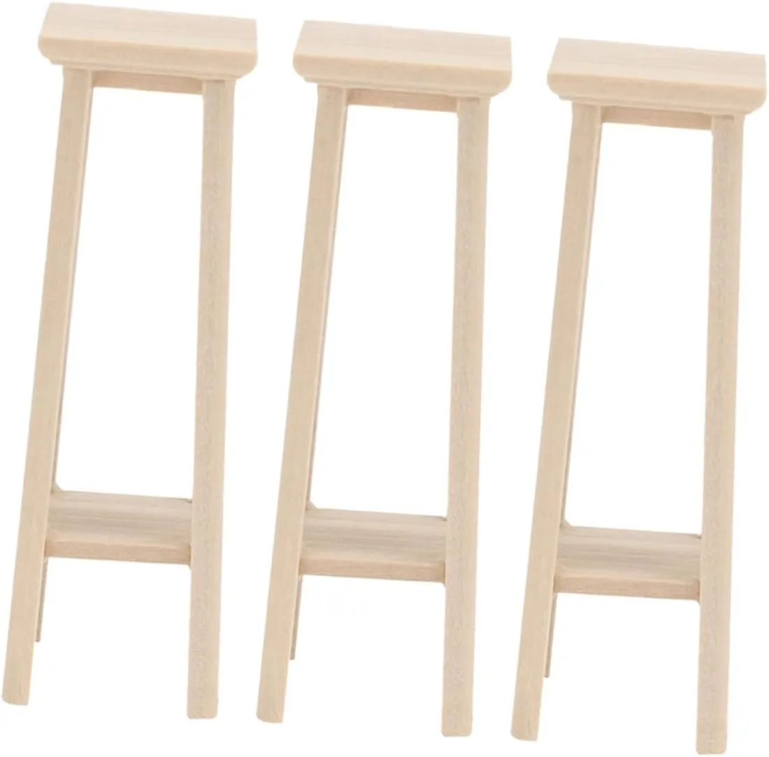3pcs Miniature Furniture Model Blank Stool for Dollhouse Decor Wooden Plant Stand for Mini House Simple Charming duck transitional Design for Gardening Accessories Garneck 
