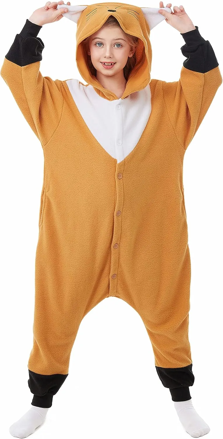 4-12 Years Girls Boys CANASOUR Fox Onesie Kids Halloween Costumes continuation persistent Indiana execute Christmas Anime Cosplay Animal One Piece Pajamas 