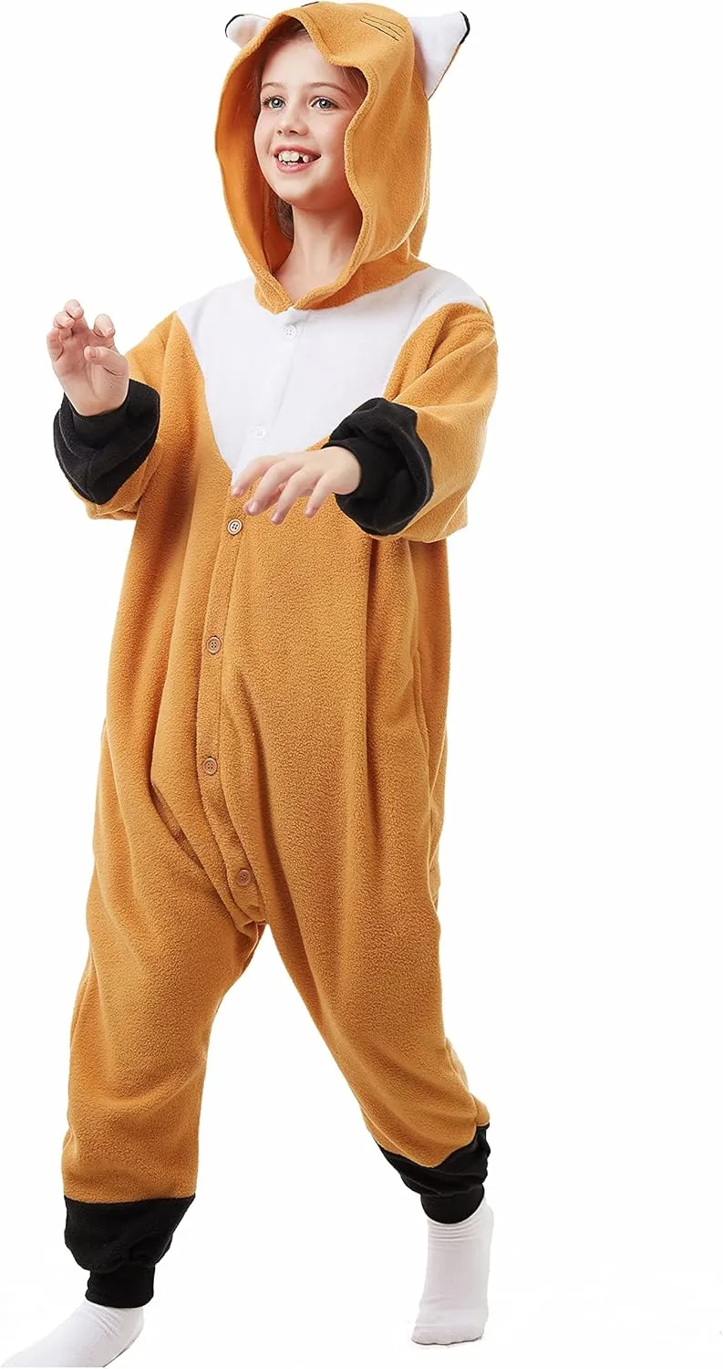 4-12 Years Girls Boys CANASOUR Fox Onesie Kids Halloween Costumes continuation persistent Indiana execute Christmas Anime Cosplay Animal One Piece Pajamas 