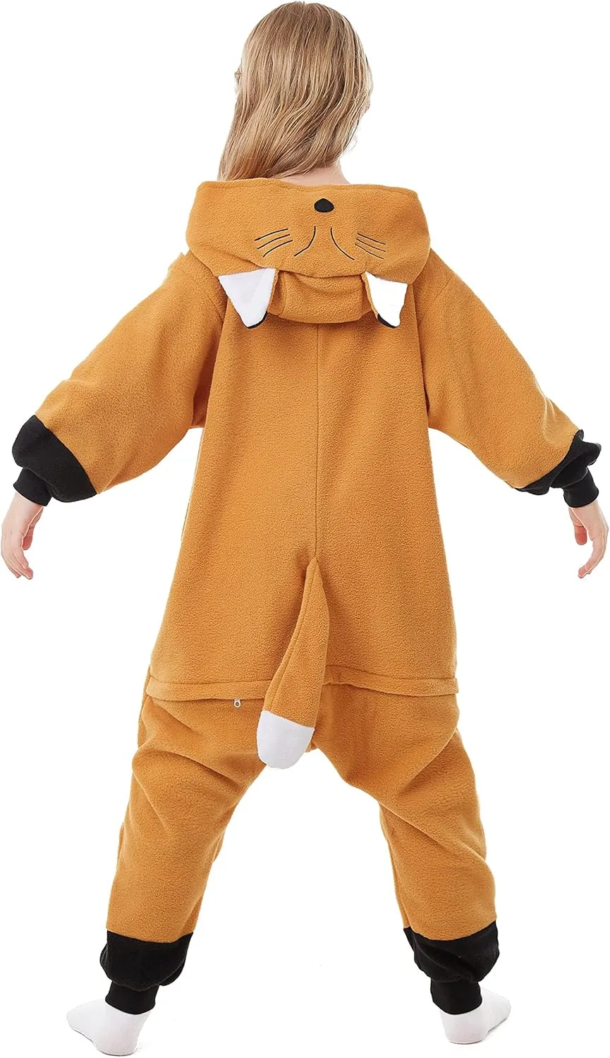 4-12 Years Girls Boys CANASOUR Fox Onesie Kids Halloween Costumes continuation persistent Indiana execute Christmas Anime Cosplay Animal One Piece Pajamas 