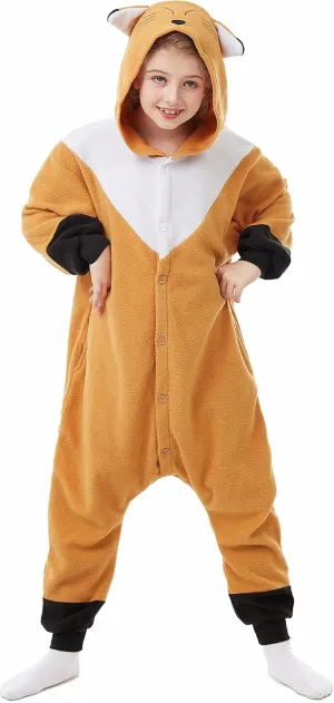 4-12 Years Girls Boys CANASOUR Fox Onesie Kids Halloween Costumes continuation persistent Indiana execute Christmas Anime Cosplay Animal One Piece Pajamas 