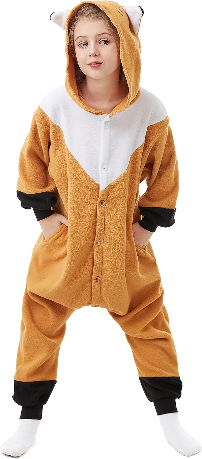 4-12 Years Girls Boys CANASOUR Fox Onesie Kids Halloween Costumes continuation persistent Indiana execute Christmas Anime Cosplay Animal One Piece Pajamas 