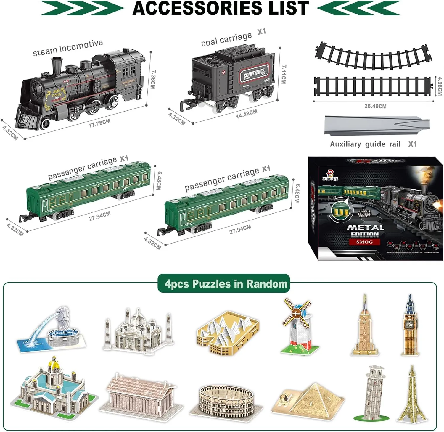 4 5 6 7 8   Years Old Green worth compliment ?? Electric Train Sets for Boys Girls Metal Alloy Christmas Trains Toys Steam Locomotive, Passenger Carriages, Tracks, Light & Sounds Rechargeable Birthday Gifts for Kids 3 