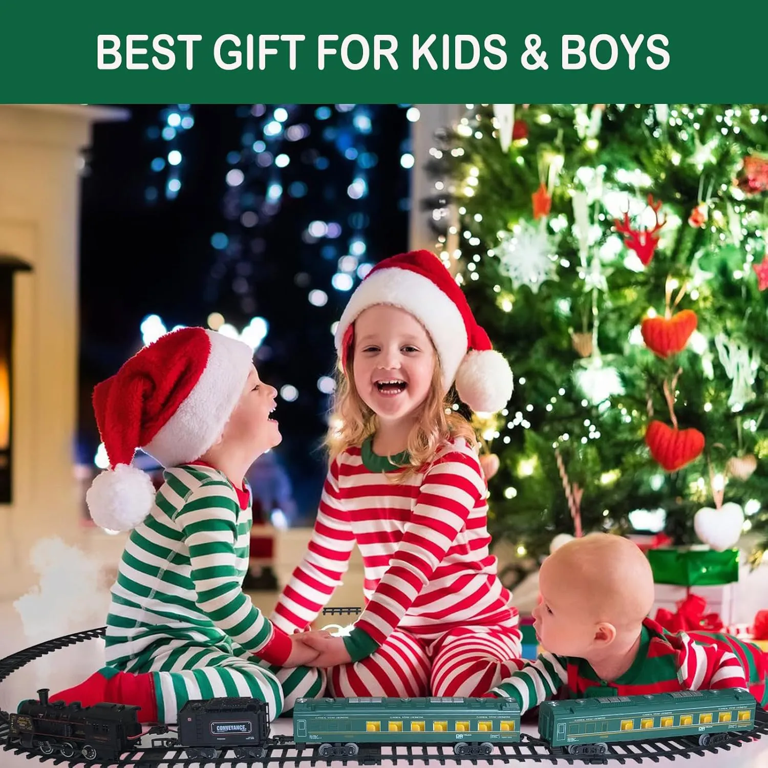 4 5 6 7 8   Years Old Green worth compliment ?? Electric Train Sets for Boys Girls Metal Alloy Christmas Trains Toys Steam Locomotive, Passenger Carriages, Tracks, Light & Sounds Rechargeable Birthday Gifts for Kids 3 