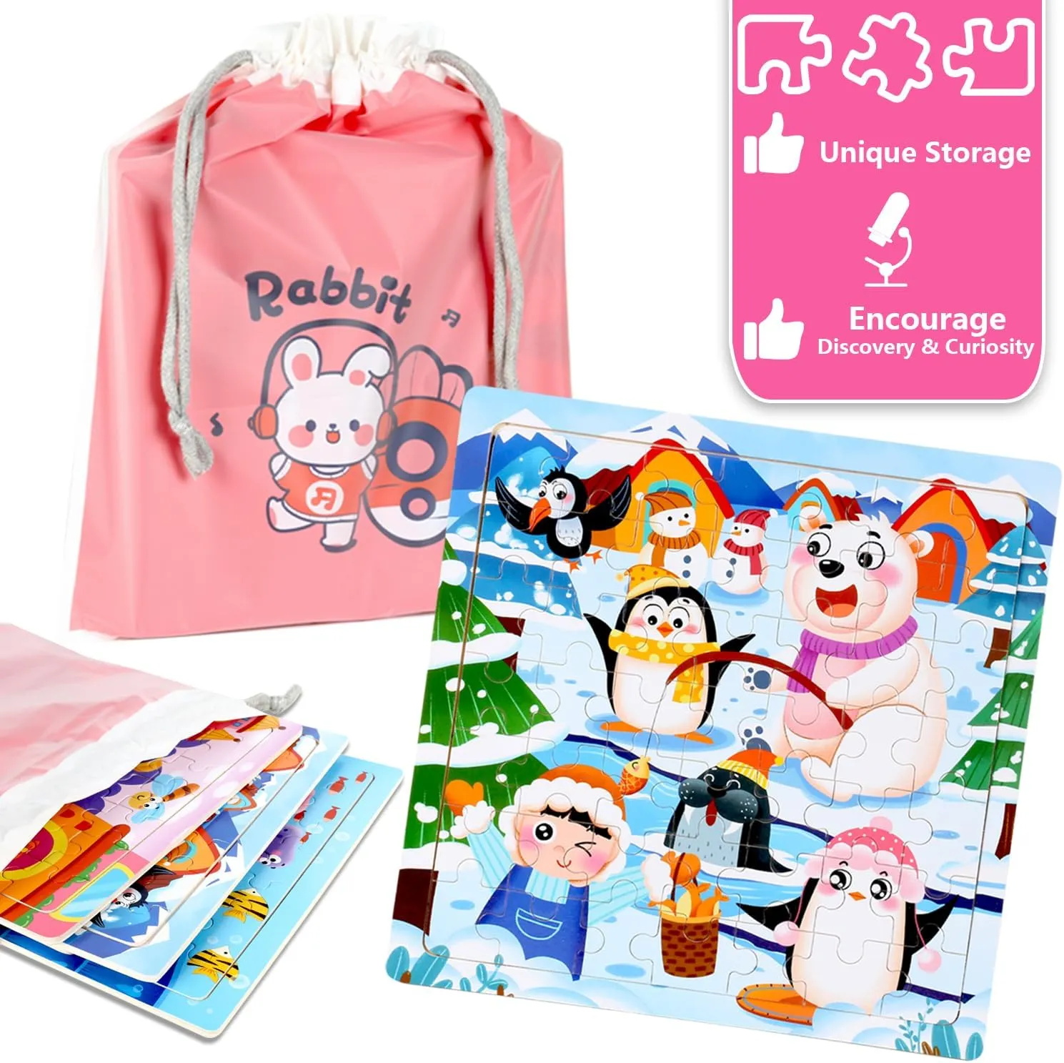 4-6 - 48 Pcs Wooden Realistic Montessori Toddler Puzzles Ages 3-5 - Princess Mermaid Insect per Learning Games for Boys and Girls 4-8 Year Olds 4SET Puzzles for Kids Ages 