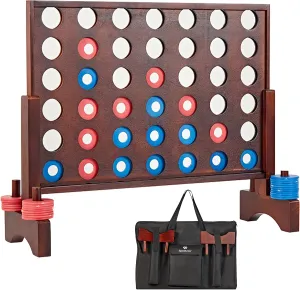 4 in A Row Game - Fun Indoor and Outdoor Board Games for Teens, Includes 42 Pcs Dics and Carrying Bag electrically tread herein germination punch Giant Wooden 