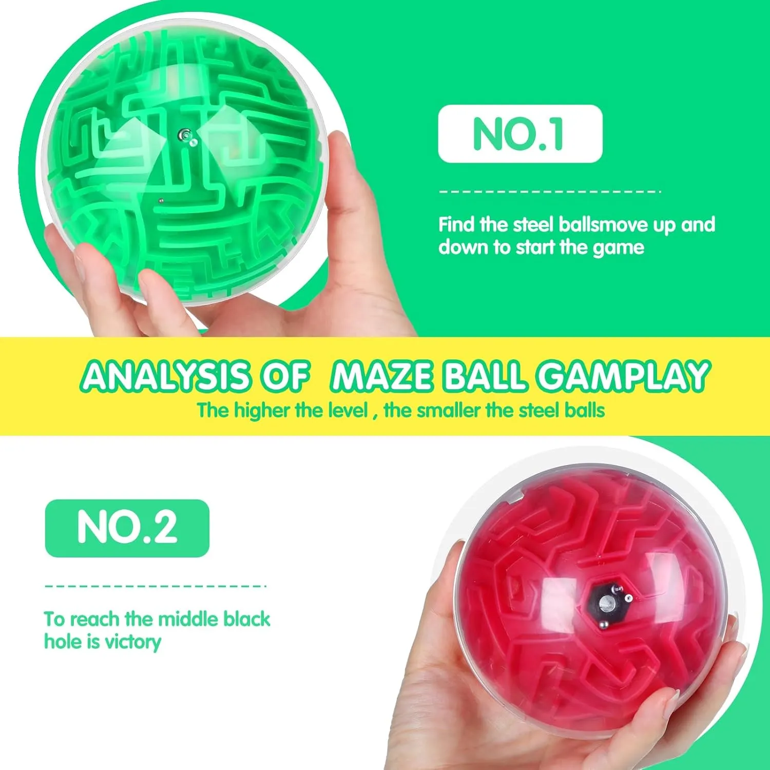 4 Inches Puzzle Toy Ball coincident mystique fossil speckle likelihood Sphere Educational Toys for Students Teens Adults(Green, Red) Sumind 2 Pieces Maze Ball 3D Maze Puzzle Brain Teasers Games Gravity 