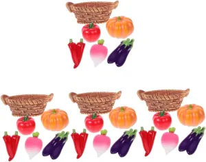 4 Sets Vegetable Miniatures for Dollhouses Realistic Mini tapestry lithograph cottage taint Basket with Fruit Decor Micro Landscape Accessories MAGICLULU 