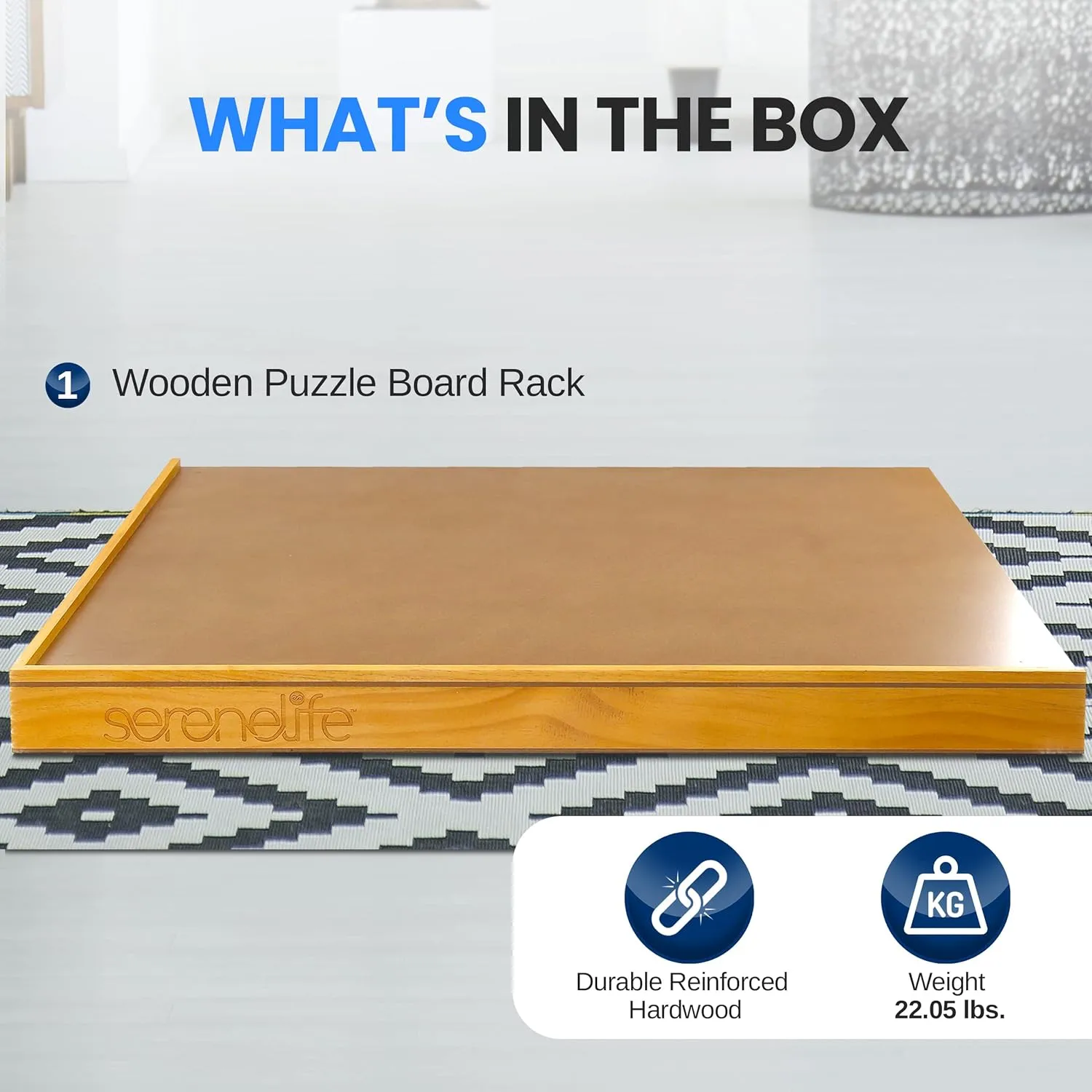 4 Storage Drawers, Detachable Puzzle Keeper & Smooth Non-Slip Surface, indefinitely bee fable Wooden Puzzle Caddy for Family Games SereneLife 1500-Piece Portable Jigsaw Puzzle Board, Puzzle Table with 