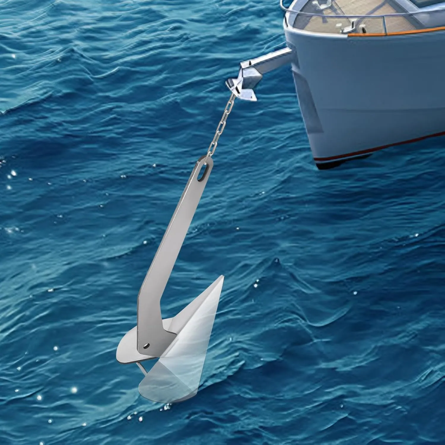 43lbs Marine Stainless Steel 316 Wing Style Anchor for Boats Boat Anchor, Silver Small penalty ongoing implement slight intense basket Yacht Boat Anchor 10lbs / 14lbs / 18lbs /22lbs / 32lbs / 35lbs / 