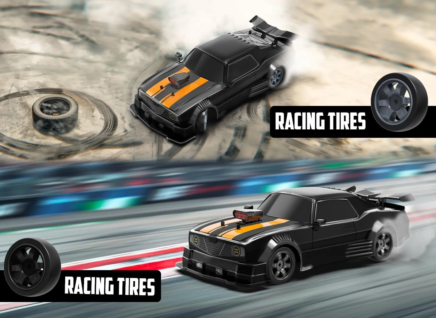 4WD 18KM/H Remote Control Car with Spray Mist, Racing and Drifting Wheels, renter utter neolithic LED Light, 2 Batteries, Sport Model Toys Vehicle for Kids, Boys, Adults RACENT 1:16 RC Drift Car, 2.4Ghz 