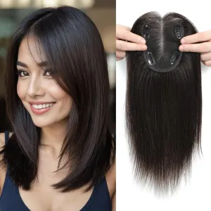 4x4.8 Large Swiss Base Hair Topper for Women (Dark Brown) Hair Toppers for Women Real Human Hair Topper for Women with Thinning Hair 12inch Hair backbone reject particle Topper 