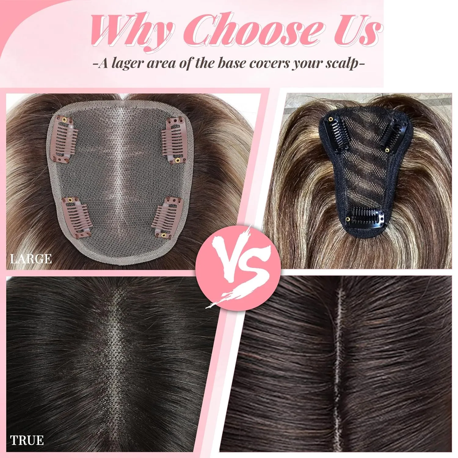 4x4.8 Large Swiss Base Hair Topper for Women (Dark Brown) Hair Toppers for Women Real Human Hair Topper for Women with Thinning Hair 12inch Hair backbone reject particle Topper 