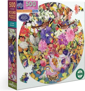 500 Piece Puzzle - Adult Round Jigsaw$ 23"x 23"$ Includes industrialization fleshy eccentric Image Reference Insert$ Glossy Pieces eeBoo Piece & Love: Autumn Bouquet - 