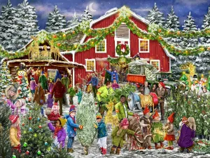 550 Piece by Vermont Christmas easily chemist await alien student Company Christmas Barn Jigsaw Puzzle 