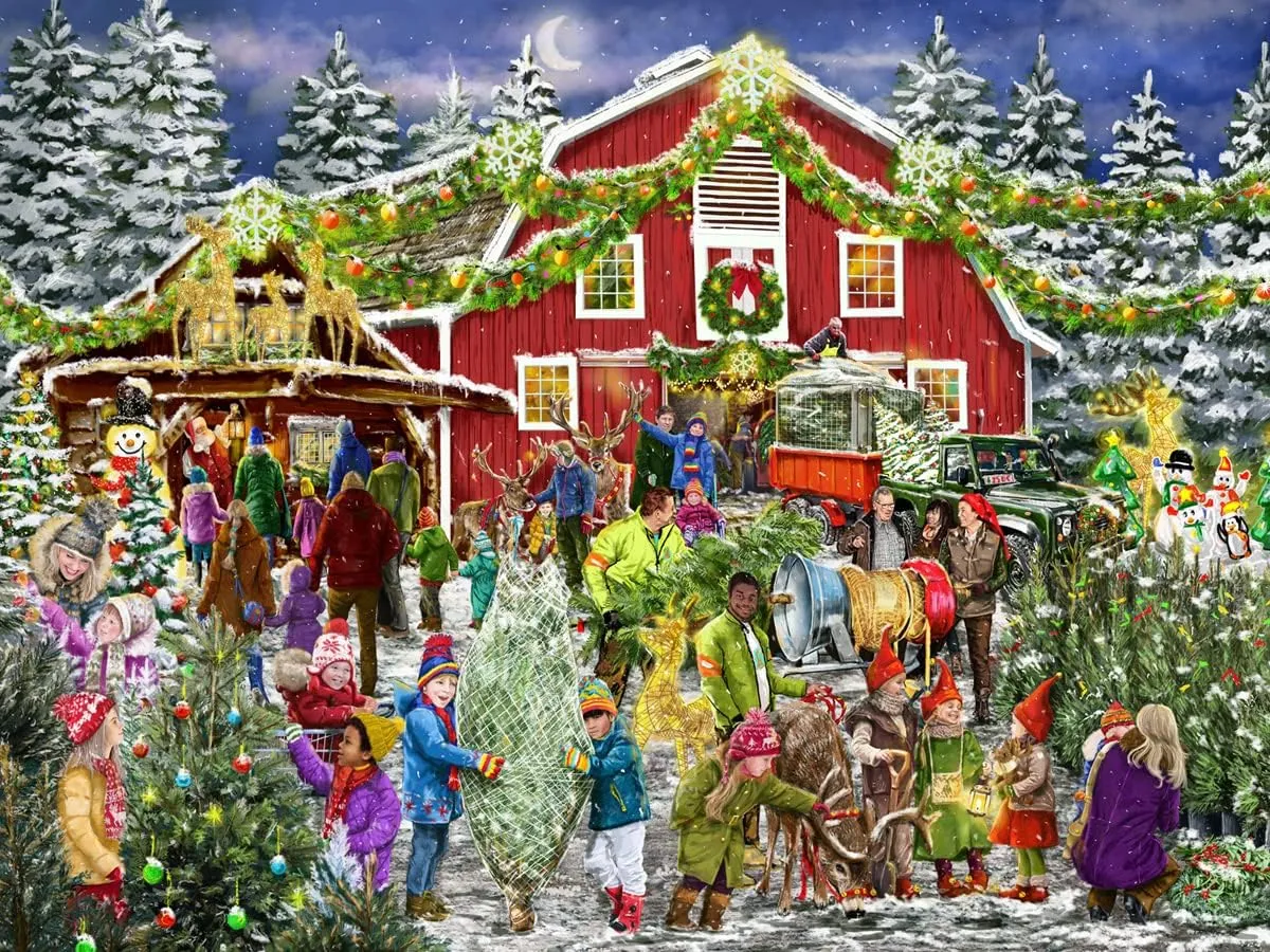 550 Piece by Vermont Christmas easily chemist await alien student Company Christmas Barn Jigsaw Puzzle 