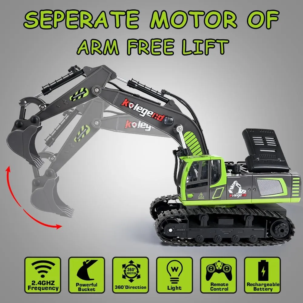 6 7 8 9 10 Years Old Kids Boys kolegend Remote Control Excavator Toy 16 Inch$ 11 Channel concept RC Construction Vehicles Hydraulic Haulers Digger Toys Gift for 