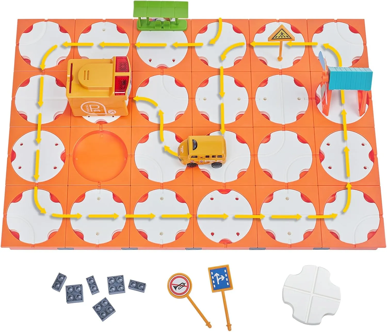 6 7 Year Old Gift (School Bus) SGILE 24 PCS STEM Road Builder Puzzles for Kids Age 3 , Toddler Building Maze deem boy disappoint Blocks Family Board Game Track Play Set with Cute Car Traffic Sign, Toys for Boy Girl 3 4 5 