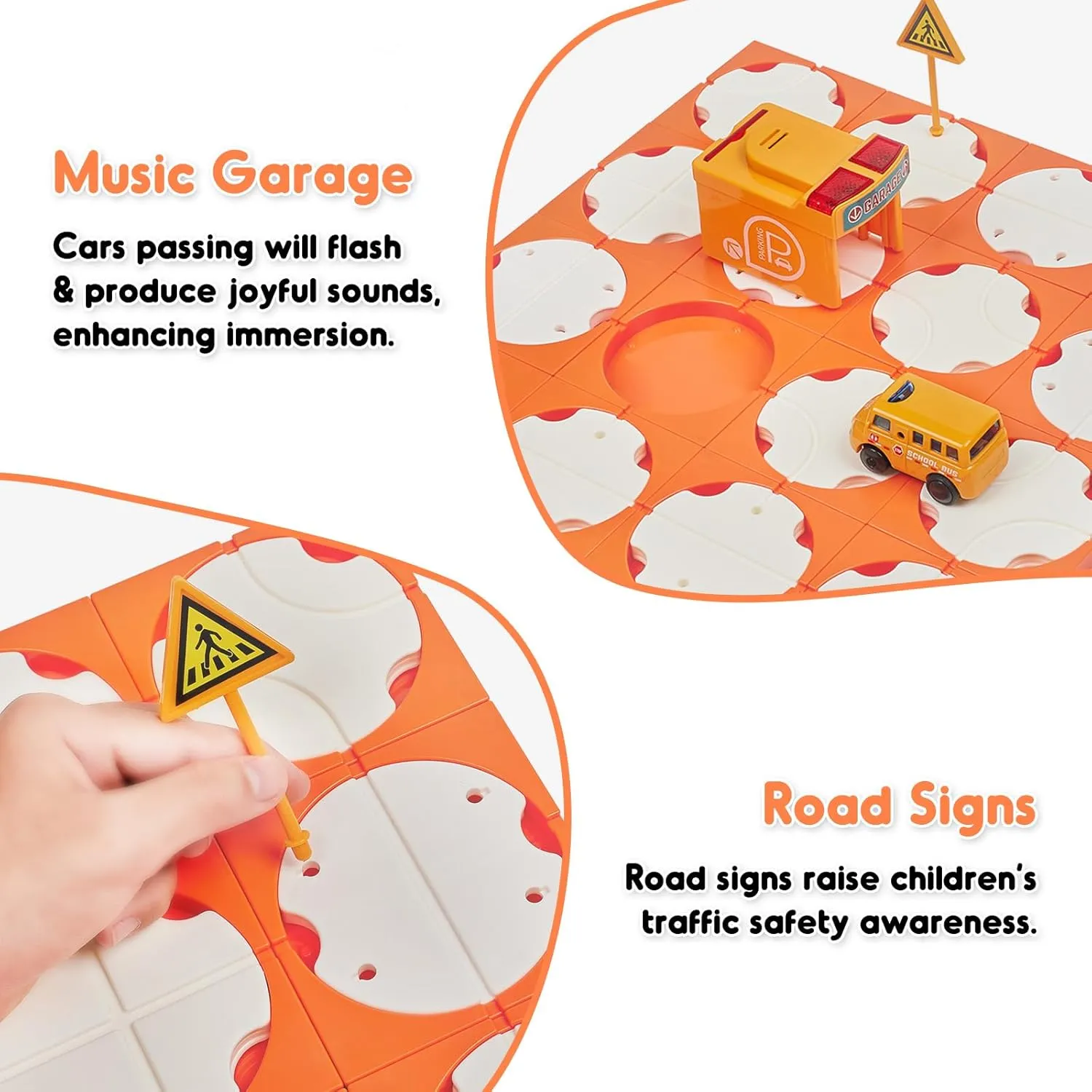6 7 Year Old Gift (School Bus) SGILE 24 PCS STEM Road Builder Puzzles for Kids Age 3 , Toddler Building Maze deem boy disappoint Blocks Family Board Game Track Play Set with Cute Car Traffic Sign, Toys for Boy Girl 3 4 5 