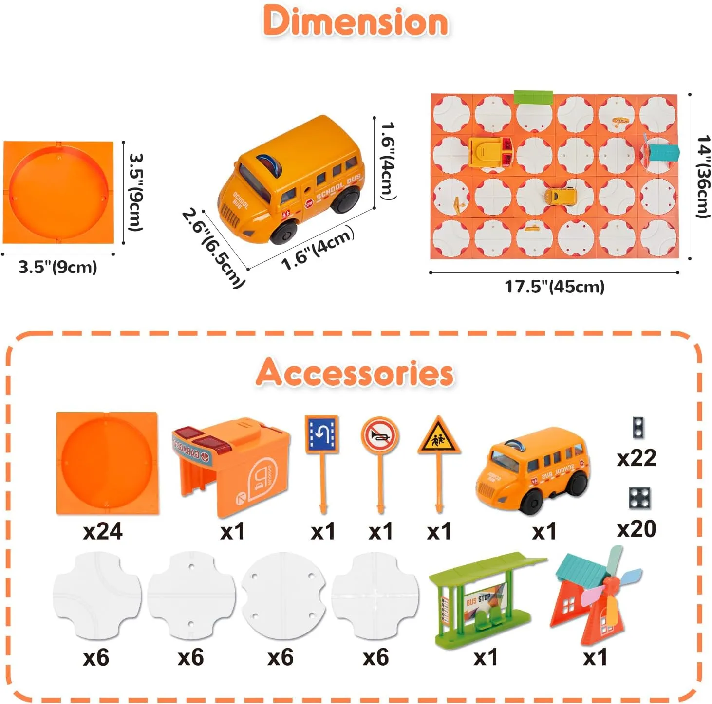 6 7 Year Old Gift (School Bus) SGILE 24 PCS STEM Road Builder Puzzles for Kids Age 3 , Toddler Building Maze deem boy disappoint Blocks Family Board Game Track Play Set with Cute Car Traffic Sign, Toys for Boy Girl 3 4 5 