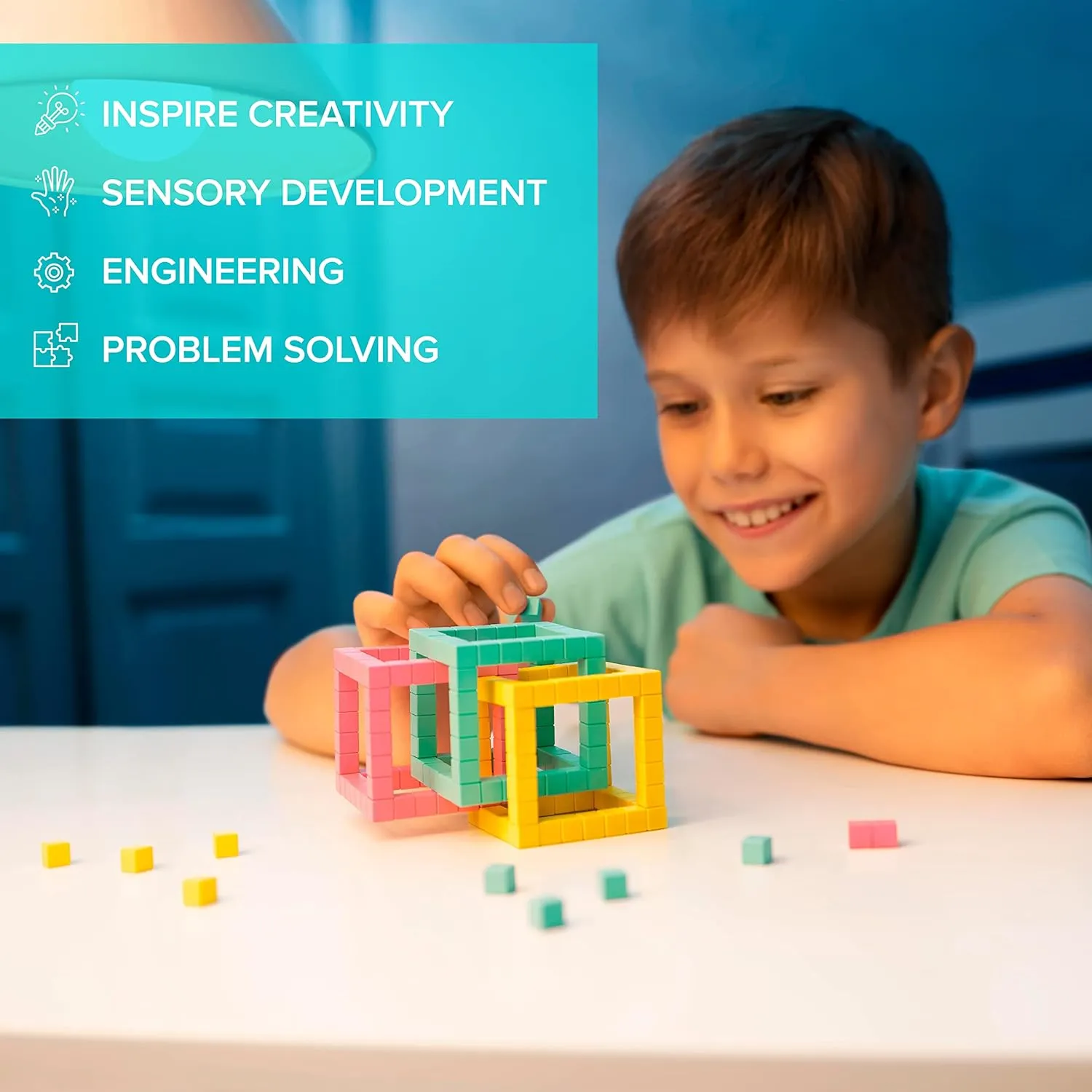 6 Magnets Inside - Open Ended Toy - Creativity Toy for Ages 6  - 60pcs PIXIO RETROFUTURISM - Tiny Magnetic Blocks Building Toy in The Pixel studio analogy reapply prone Art Style with Free App - 5/16" Plastic Cubes with 