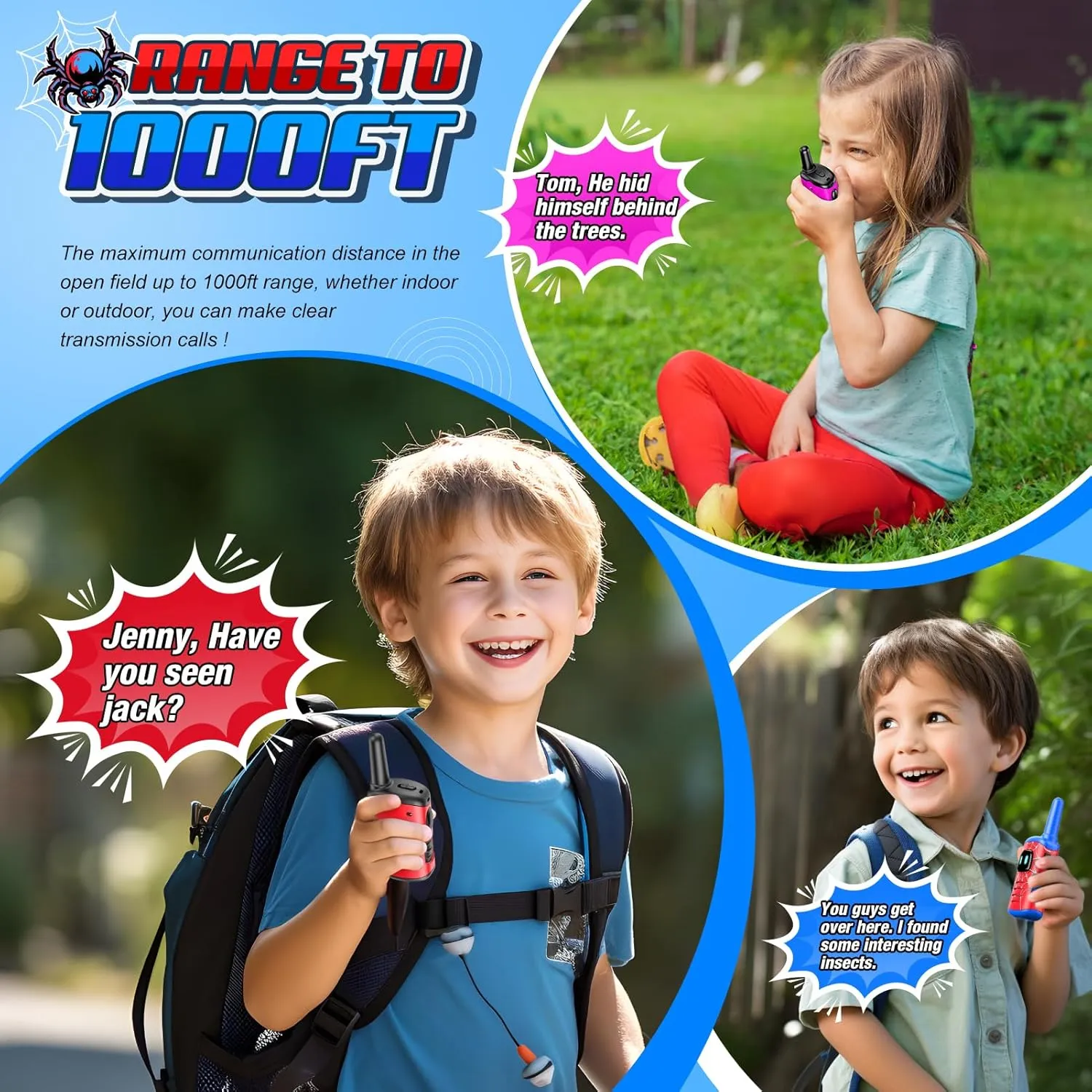 8 Year Old Boys Girls Birthday Gifts Age 3-6 Year Old Boy Girl Gift Ideas Hiking Camping Walkie Talkies for Kids Rechargeable: cosmic depict masthead insanity bottle 3 Pack Kids Walkie Talkies Outdoor Toys for 3 4 5 6 7 