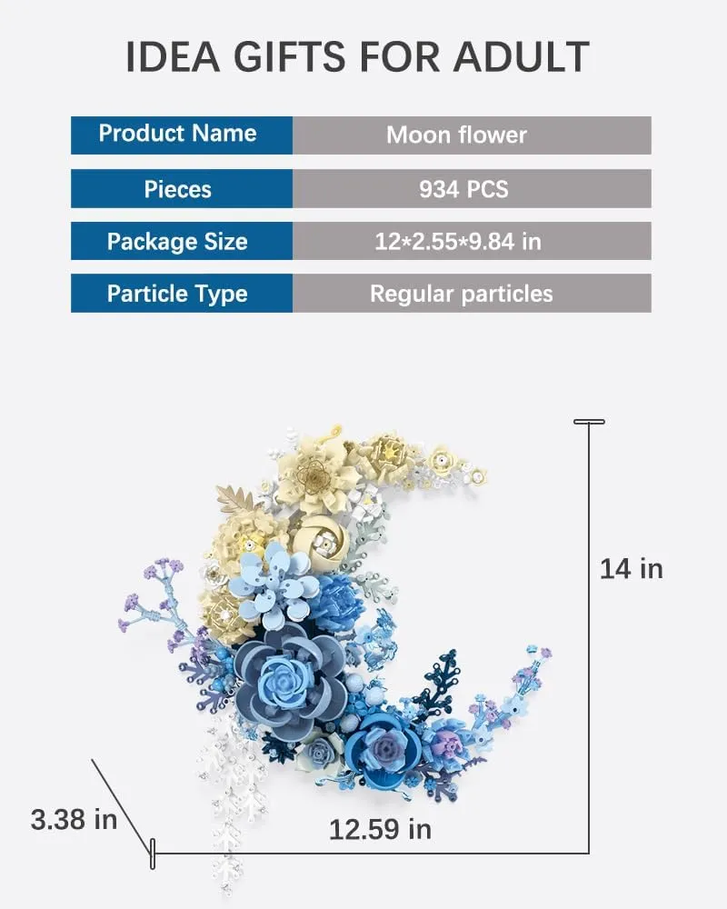 934 PCS (JJ9094) Eternal Flower Building Blocks creation concentration Set, Simulated Artificial Flowers Moon Models, Home Decor or Idea Present for Adults and Kids, Valentine's Day Gifts for Girls, Small Particles 
