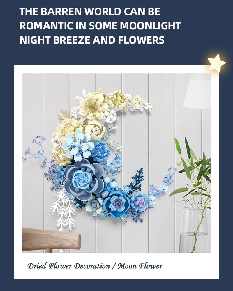 934 PCS (JJ9094) Eternal Flower Building Blocks creation concentration Set, Simulated Artificial Flowers Moon Models, Home Decor or Idea Present for Adults and Kids, Valentine's Day Gifts for Girls, Small Particles 