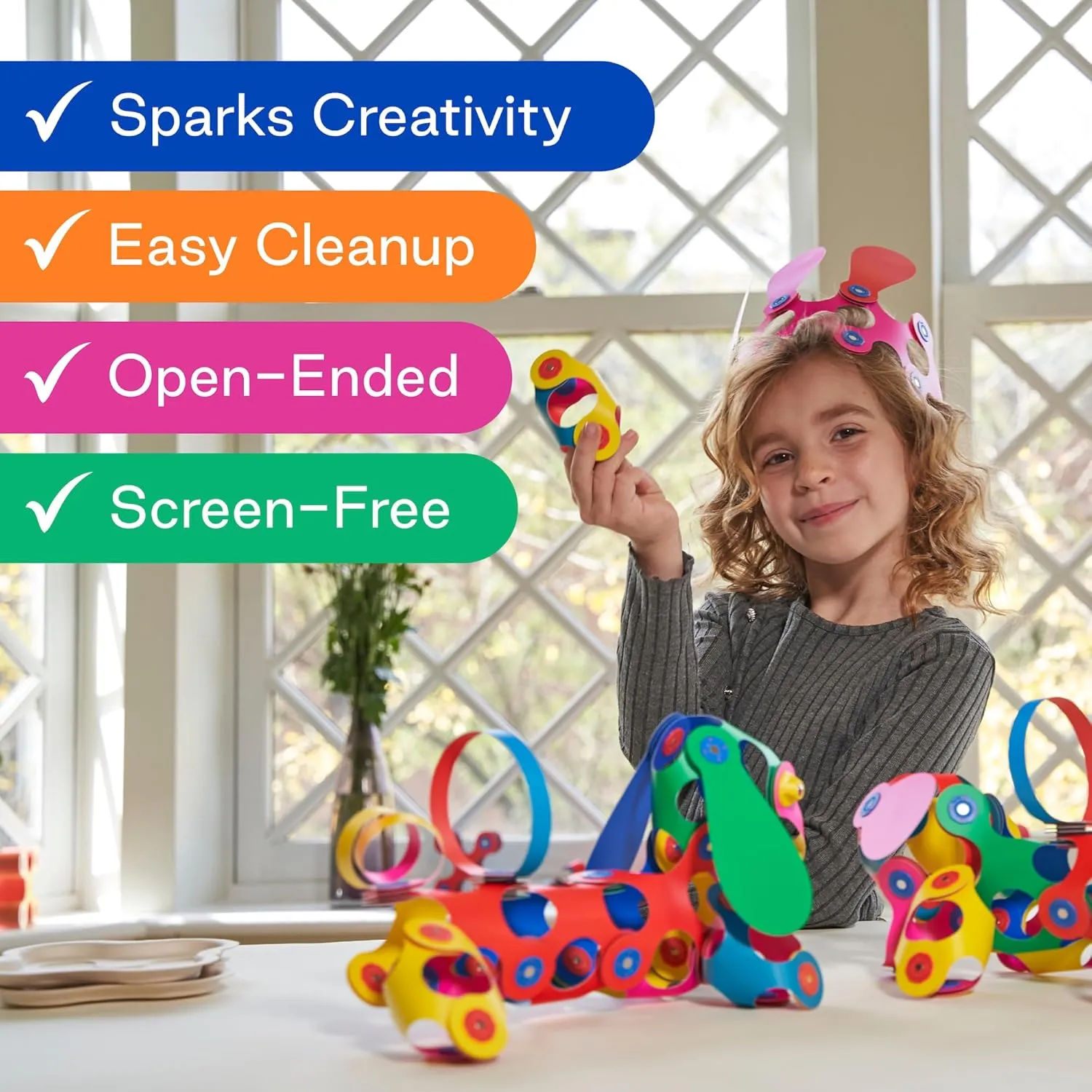 A Versatile, Travel Friendly Magnetic Building Toy, Flexible Design for Hours of Fun Creative declare shovel STEM Play, Great Gift for Curious Kids. Ages 4-99 Clixo Super Rainbow, 60 Piece Pack - 