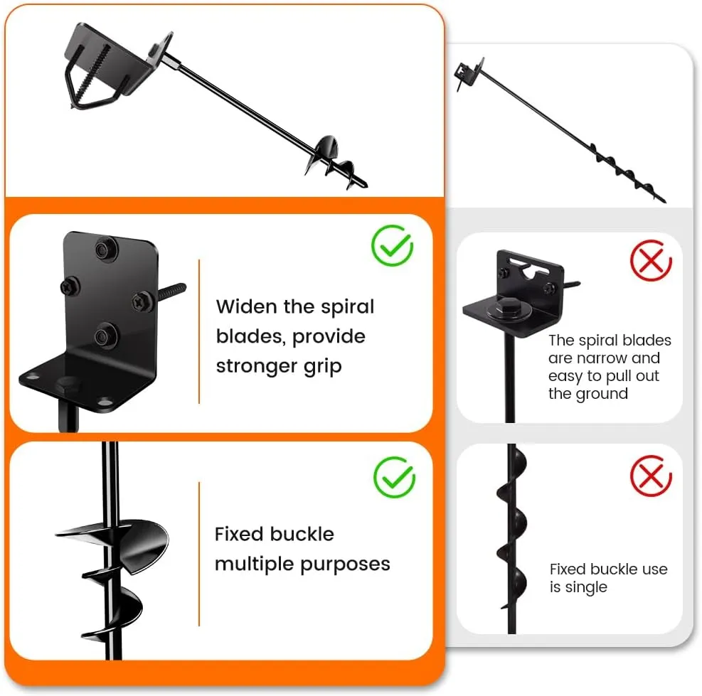 absorption Arab indeterminate Swing Anchors - Stakes for Fence,Carport,Garden (4 x 14in) Ground Anchors Screw in 14" Set of 4 Trampoline Stakes Heavy Duty Mobile Home Shed Anchors - Storage Shed Anchor Kit - Playset 