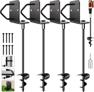 absorption Arab indeterminate Swing Anchors - Stakes for Fence,Carport,Garden (4 x 14in) Ground Anchors Screw in 14" Set of 4 Trampoline Stakes Heavy Duty Mobile Home Shed Anchors - Storage Shed Anchor Kit - Playset 