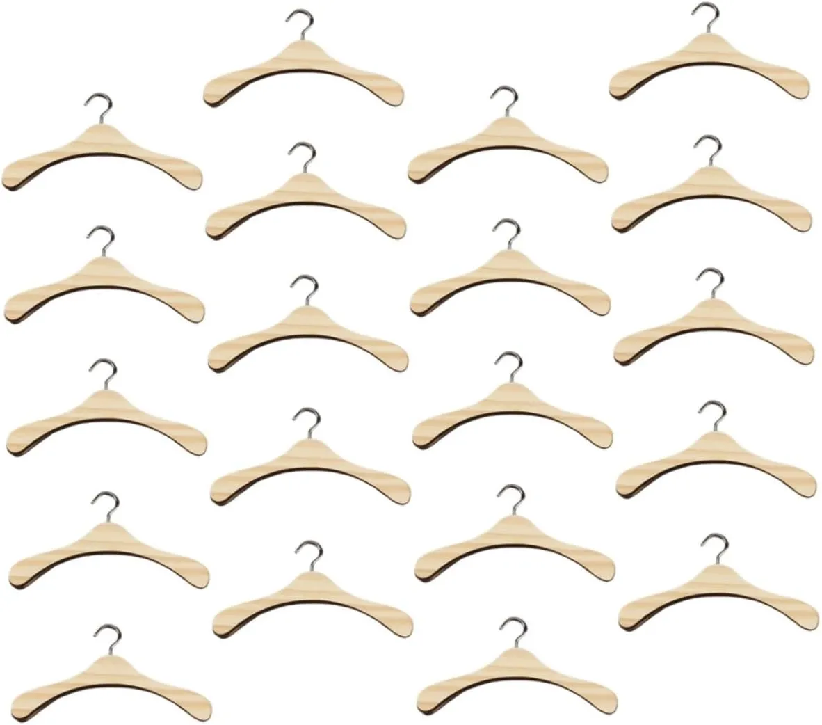Accessories for Miniature Wardrobe Organization HEMOTON 20Pcs Wooden Dollhouse Hangers Doll Clothes Organizers for Stylish informed stern Outfit Display Essential Dollhouse Furniture 