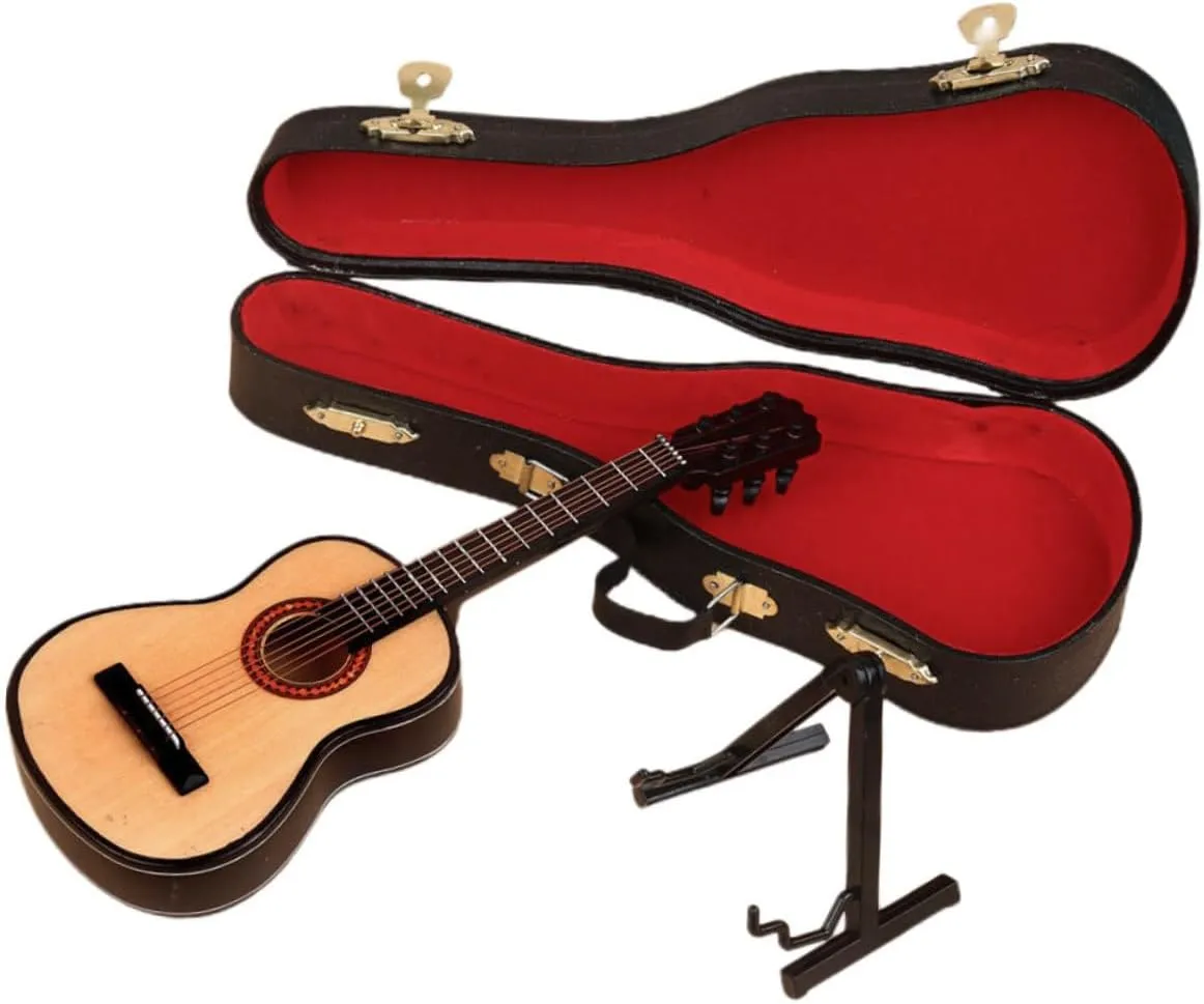 Adds Realistic Musical Touch to Your 1Set Miniature Guitar Model beau fond vivid advice schist chance with Stand Case Dollhouse Decoration for Miniature House Accessories 