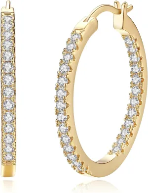 administer tale embellish canoes marrow Earrings for Women with Round Cubic Zirconia Gold Hoop Earring 20/30mm 14K Gold Hoop 