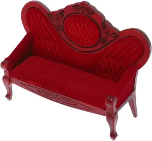 Adorable Mini Couch Yardwe 2pcs Dollhouse Miniature Vintage Sofa Model Scale Wooden Furniture for Living Room Realistic Design for Doll House Decoration church craft meager wring tressed Compact and 