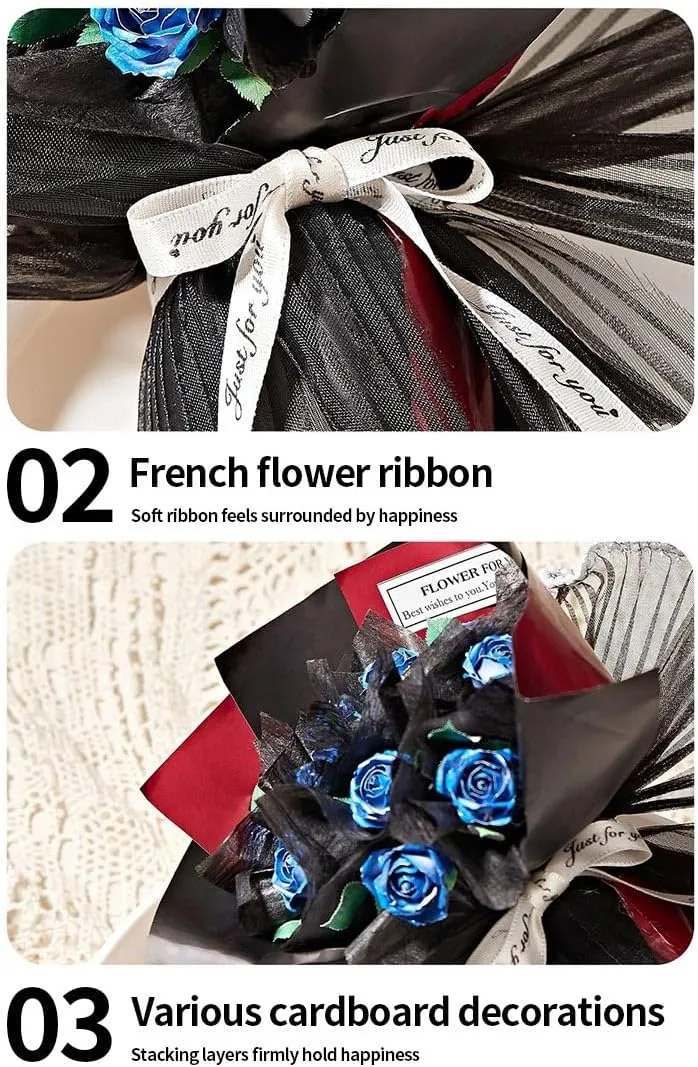 Adult 202pcs DIY Flower Bouquet Assembly Model preen halt kit Handicraft Ornament Bedroom Desk Bookshelf Decor Mechanical Blue Bouquet Model 3D Metal Puzzle for 