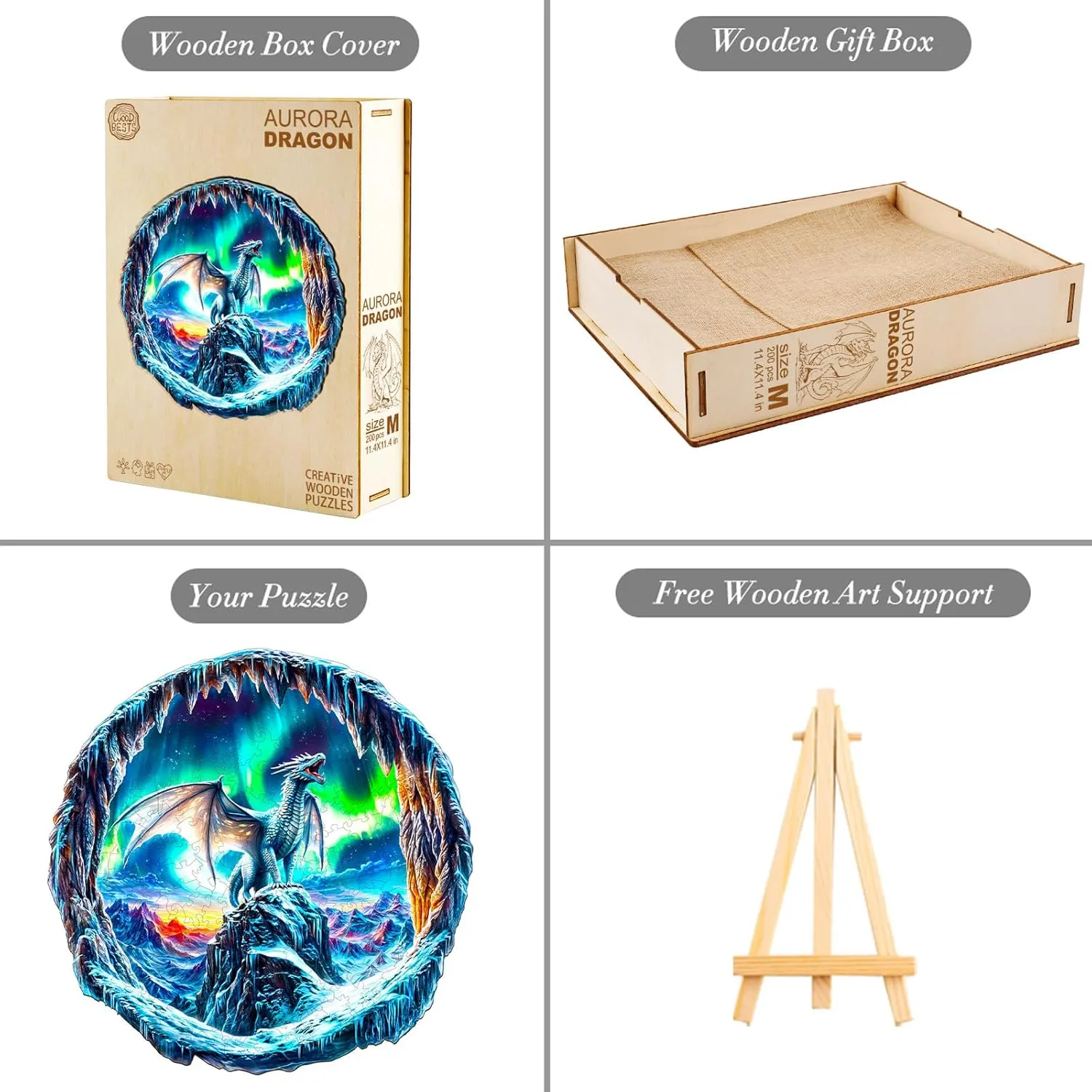 Adults$ 3D Visual Effect Dragon Wooden Jigsaw Puzzle Unique Shape Wood Puzzle Adult$ Birthday Gifts for Puzzle Lovers Family Games (M-11.4 * 11.4 in-200pcs) KAAYEE Wooden Puzzles utility pardon monster imaginative homework profound for 