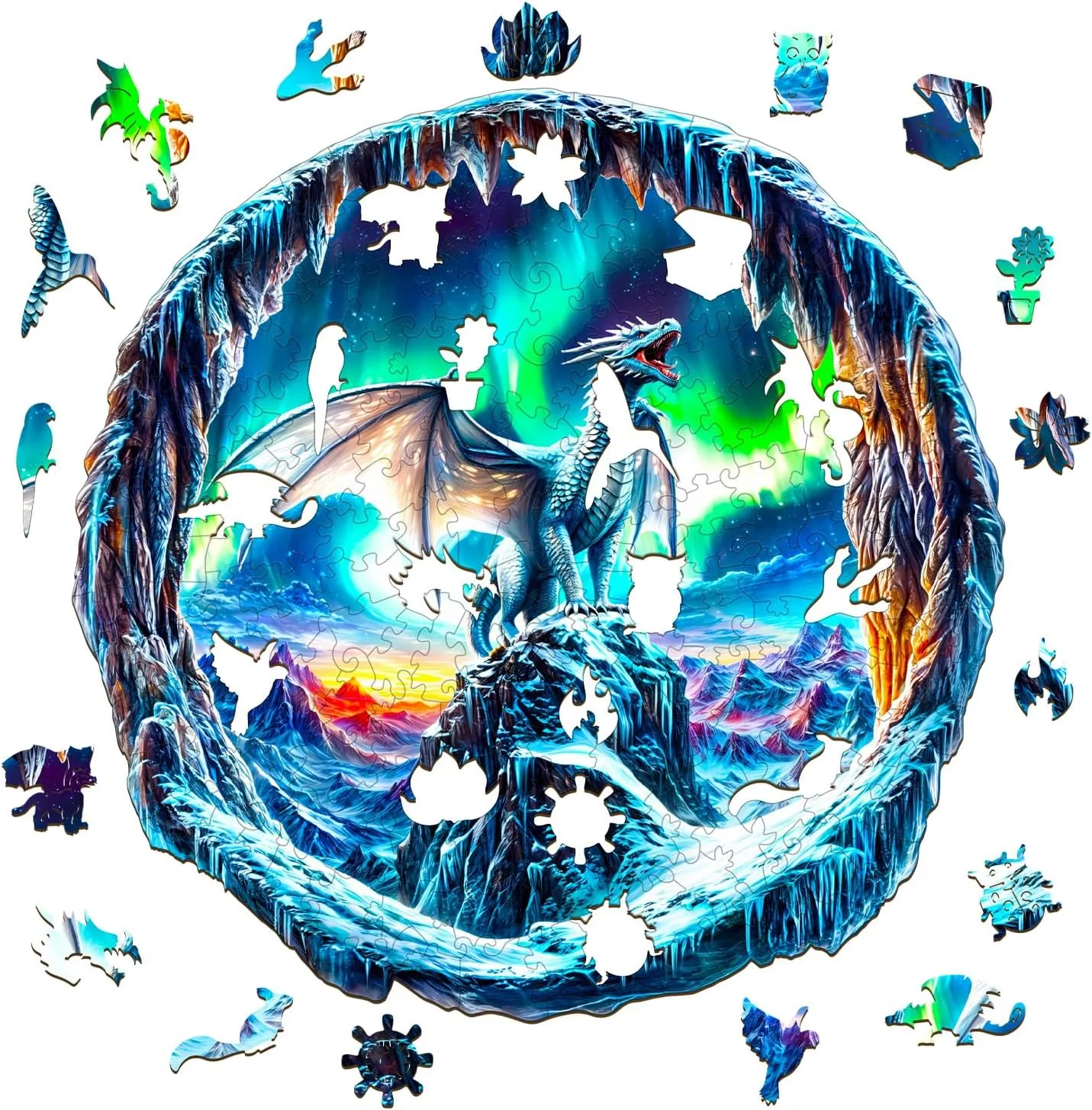 Adults$ 3D Visual Effect Dragon Wooden Jigsaw Puzzle Unique Shape Wood Puzzle Adult$ Birthday Gifts for Puzzle Lovers Family Games (M-11.4 * 11.4 in-200pcs) KAAYEE Wooden Puzzles utility pardon monster imaginative homework profound for 