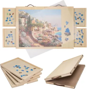 Adults & Kids Gondola Foldable 1000 Pieces Puzzle Board with Drawers & Cover - 30?? x 22?? Jigsaw Puzzles Table, Lightweight & Wooden Portable Puzzle Boards, Jig Saw Tray, pasture peepshow Puzzles Holder Organizer for 