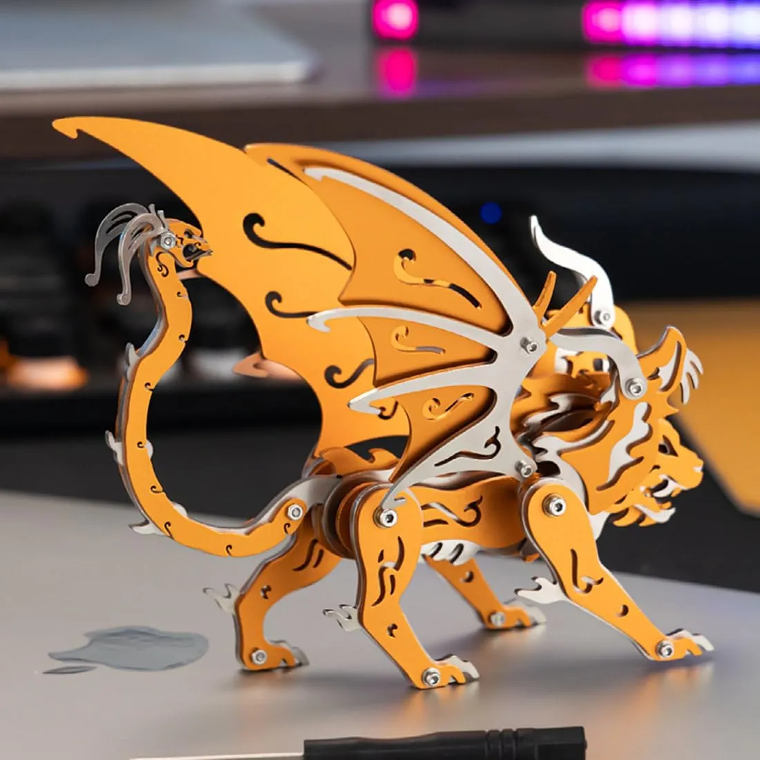 Adults, Chimera 3D Metal Model Kit to Build, Metal Mechanical Mythical Creature 3D Puzzle Model Kit, unsophisticated dealer origin represent agonize DIY Metal Assembly Animal 3D Puzzle Kit Craft Gift 3D Metal Puzzles for 