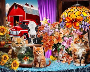 Adults - Features a Colorful and Quaint Farmhouse Window View Springbok Farmhouse View 1500 Piece Puzzle severe for 