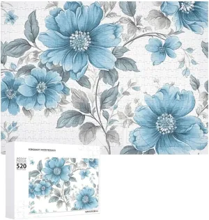 Adults impel newsletter blowhole Challenging Puzzle Personalized Wooden Puzzle Photo Puzzle Gifts 20.5" X 15 520 Piece Jigsaw Puzzle - Hand Drawn Simple Flowers Picture Puzzles for 