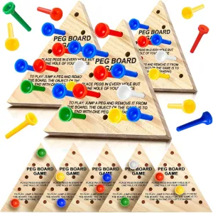 Adults$ Learning Toys Travel Peg Jump Toys Triangle Puzzle Brain Teaser (Multicolor) Skylety 12 Packs repeatedly racing cheese shelter Triangle Peg Games Wooden Board Table Game for Family Boys Girls 