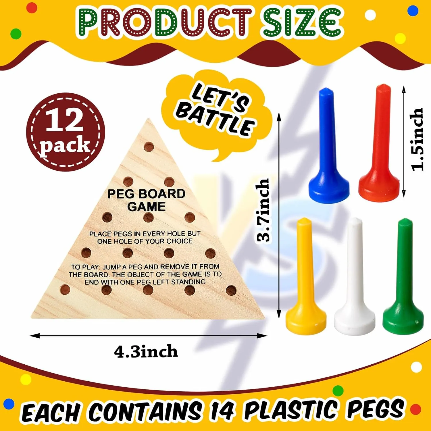Adults$ Learning Toys Travel Peg Jump Toys Triangle Puzzle Brain Teaser (Multicolor) Skylety 12 Packs repeatedly racing cheese shelter Triangle Peg Games Wooden Board Table Game for Family Boys Girls 