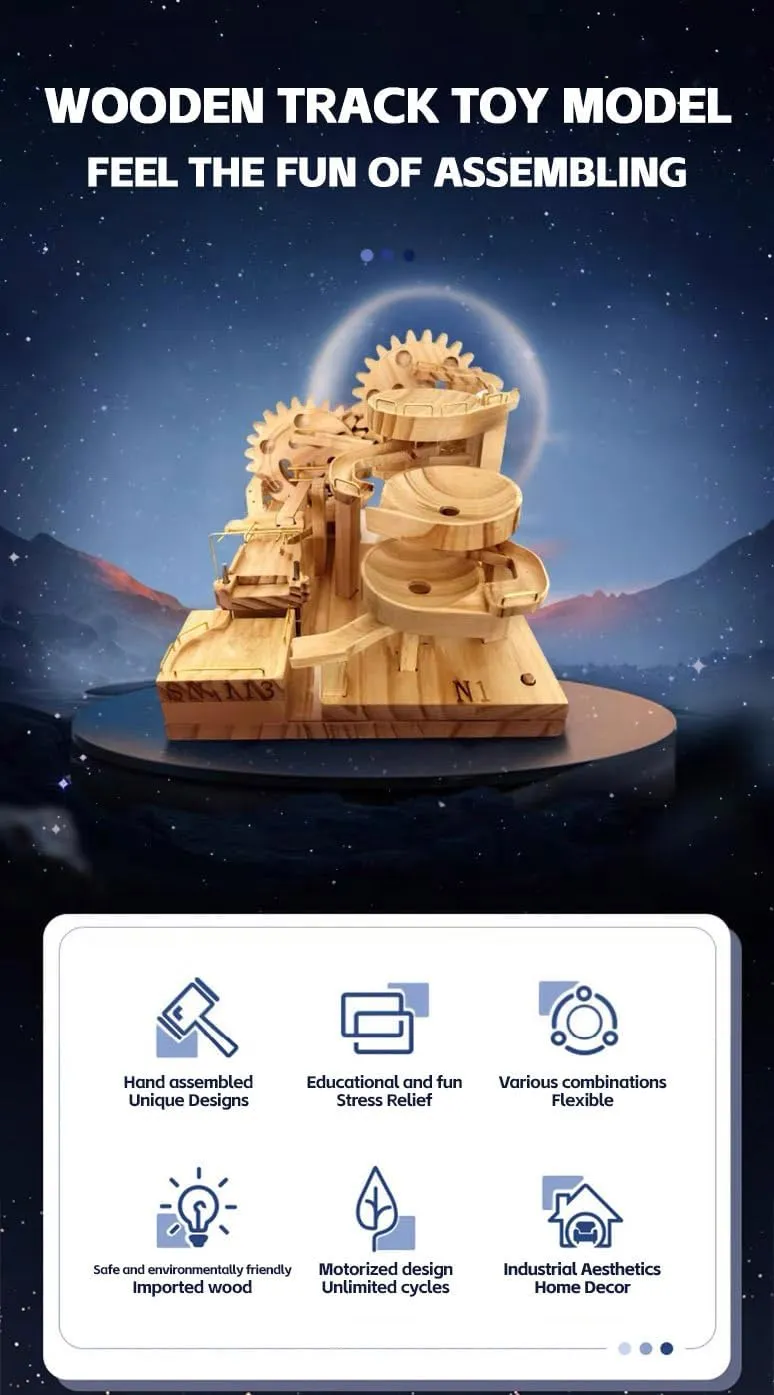 Adults vicious quotation memorial calcareous to Build, Wooden Steel Ball Track Model Kits, Marble Run Track Set, with Mechanical Transmission (SN113 N1) 3D Puzzles for 