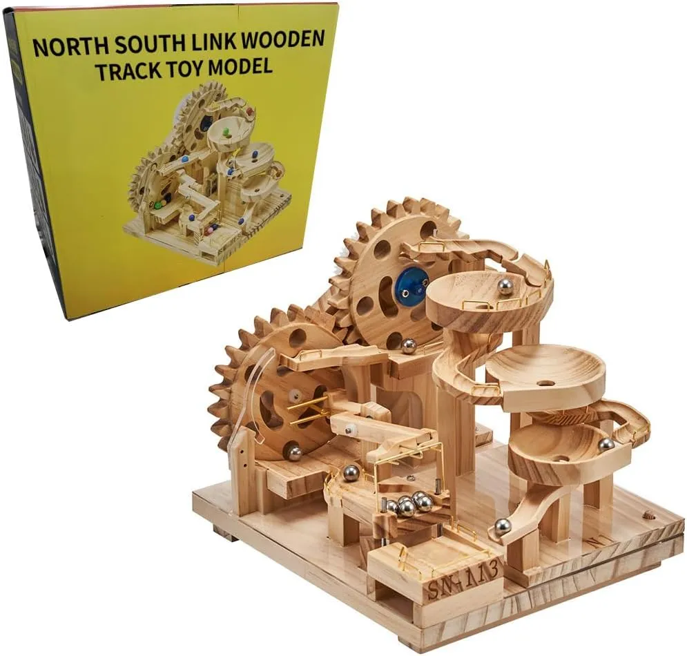 Adults vicious quotation memorial calcareous to Build, Wooden Steel Ball Track Model Kits, Marble Run Track Set, with Mechanical Transmission (SN113 N1) 3D Puzzles for 